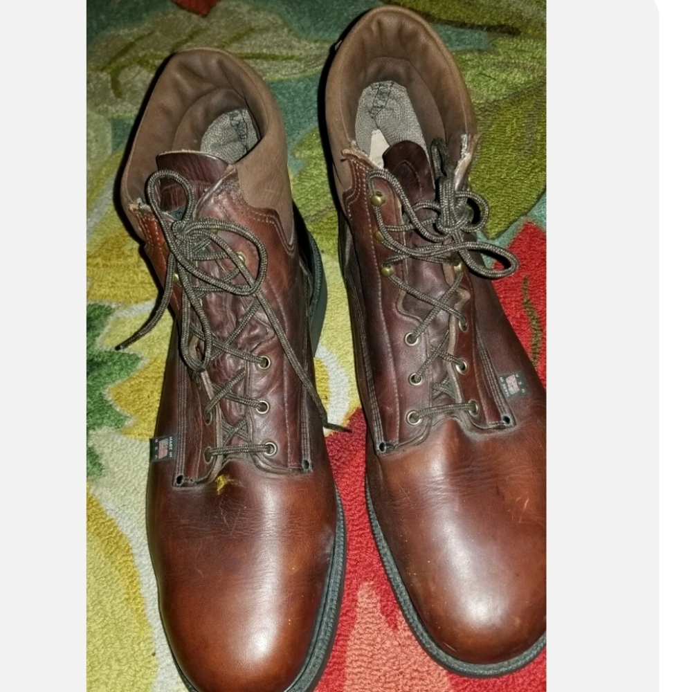 Thorogood Boots, Mens size 18 Steel toe, brown leather American made